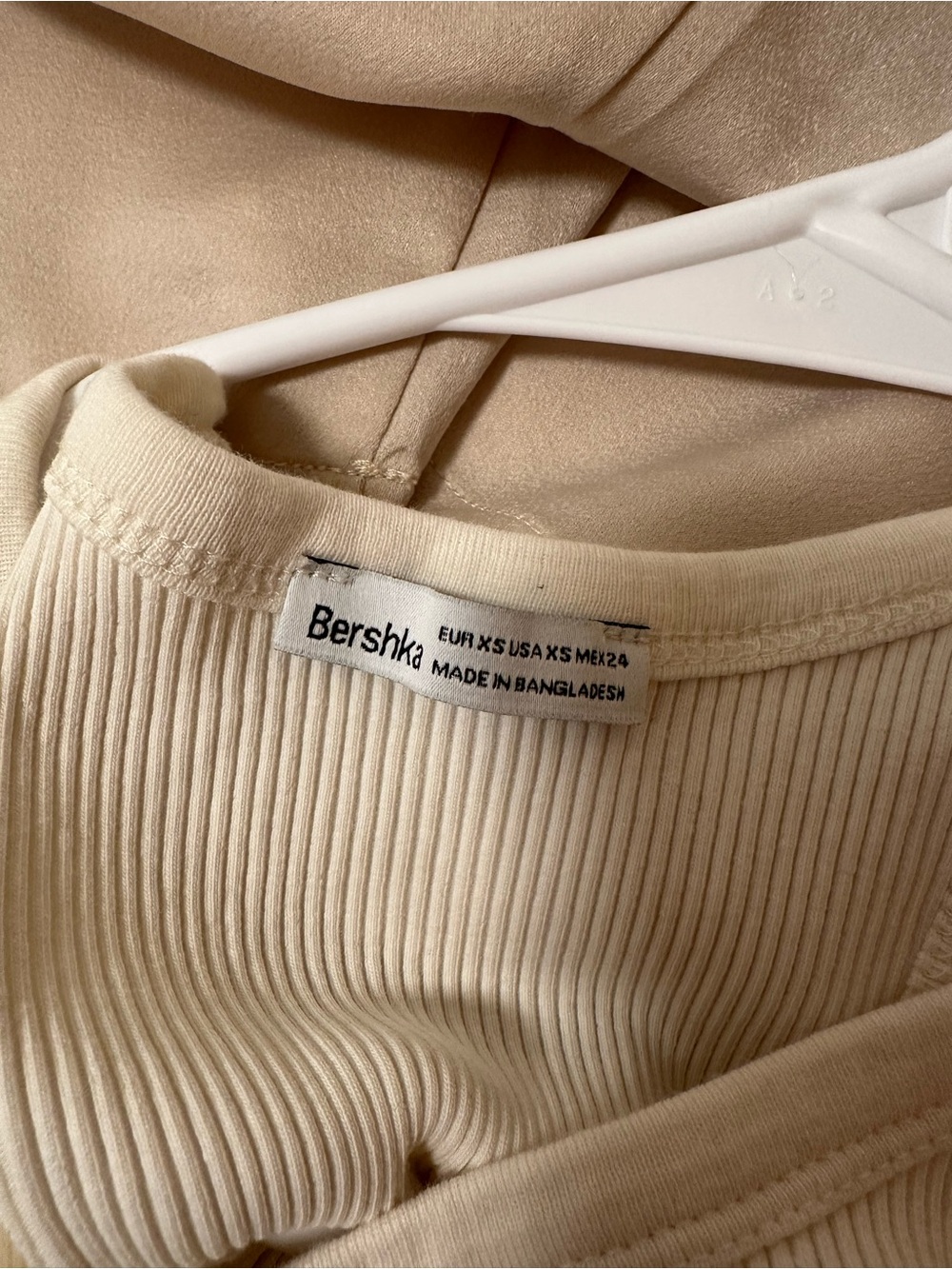 Bershka Cream Ribbed Racerback Tank Top - Picture 3 of 3